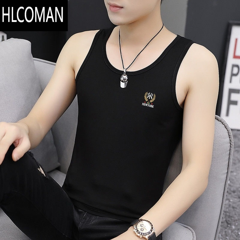 HLCOMAN男士背心莫代尔棉夏季冰丝无袖内穿打底网红薄款速干运动健身跨栏