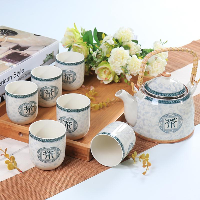 景德镇陶瓷家用茶具套装瓷器提梁茶壶茶杯套装一壶6杯套装礼品