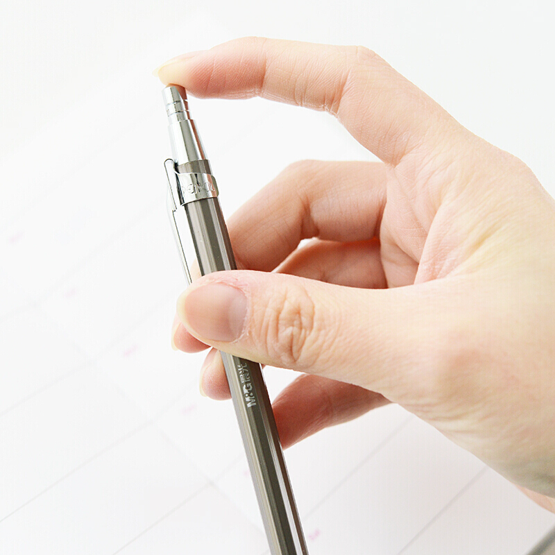晨光(M&G)MP1001自动铅笔 0.5mm 金属银色外壳自动出芯活动铅笔 3支装x