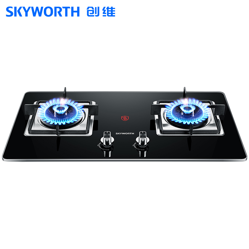 创维(SKYWORTH)燃气灶天然气灶 煤气灶双灶 嵌入式家用 钢化玻璃高温防烫提醒Z2B(12T)