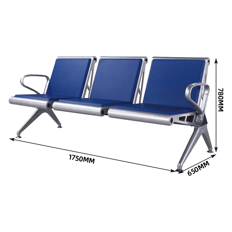 臻远ZY-JCY-17 连排椅机场椅公共座椅等候椅 深蓝机场椅排椅三人位高清大图