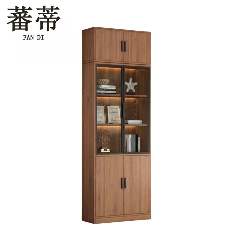 蕃蒂办公书柜二门含顶柜台高清大图