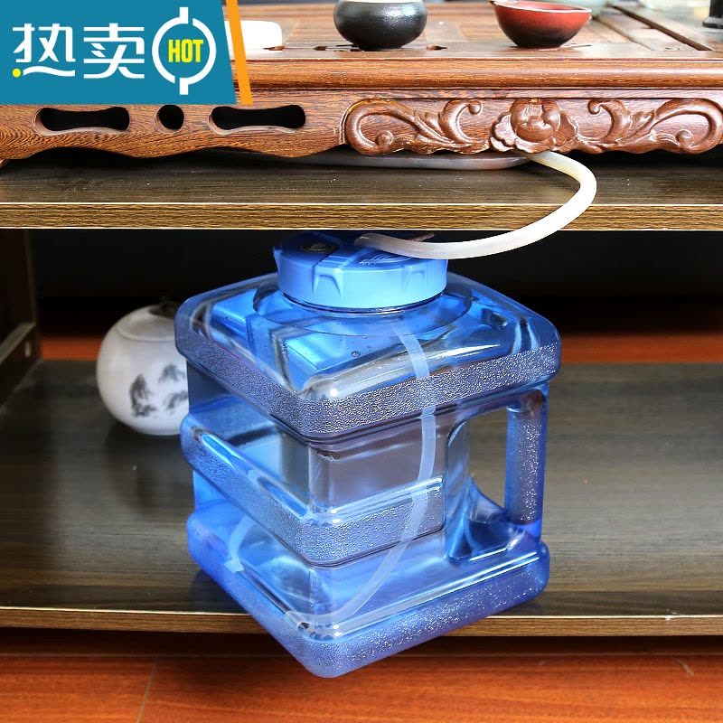 敬平家用透明纯净水桶茶具茶几专用立式带手提矿泉储水桶功夫茶pc空桶 5升蓝色圆形图片