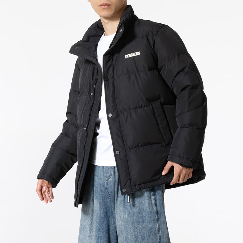 斯凯奇(Skechers)男装女装 情侣新款保暖运动服潮流时尚休闲立领羽绒服外套P424U041-01NJ ZP高清大图