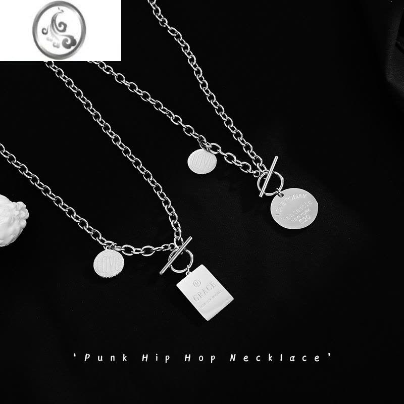 JiMi配饰项链男潮ins冷淡风锁骨链女小众设计不褪色钛钢装饰嘻哈吊坠图片