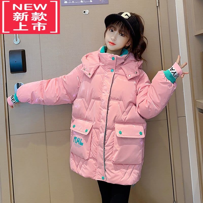 可莉允女童棉服儿童亮面免洗羽绒棉衣2022新款冬装洋气大童中长款棉袄潮图片