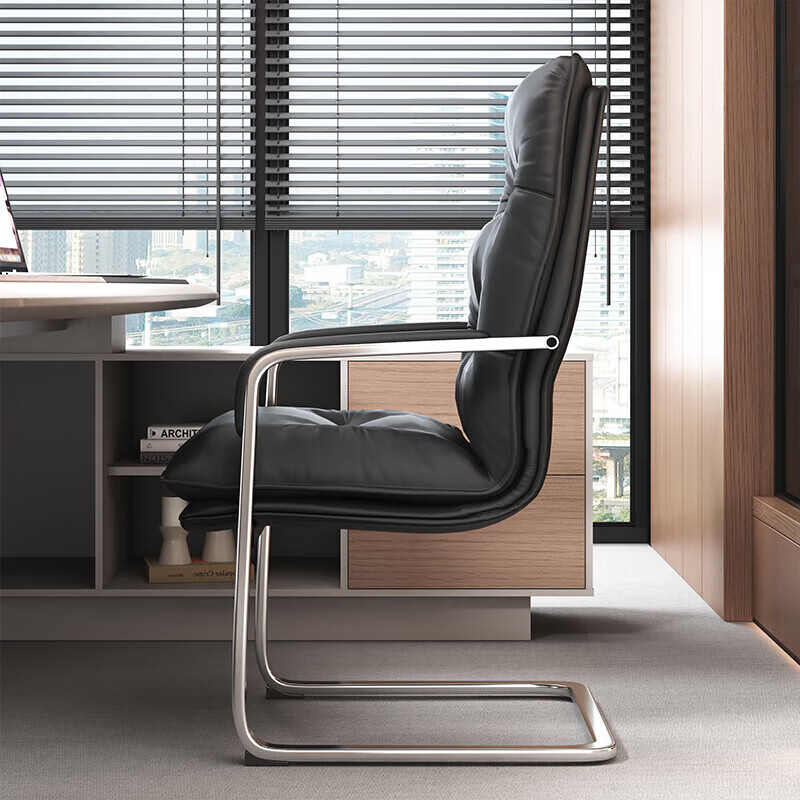 锦北皮质会议椅椅子电脑椅办公椅会议培训椅网布椅弓形椅职员座椅H-9高清大图