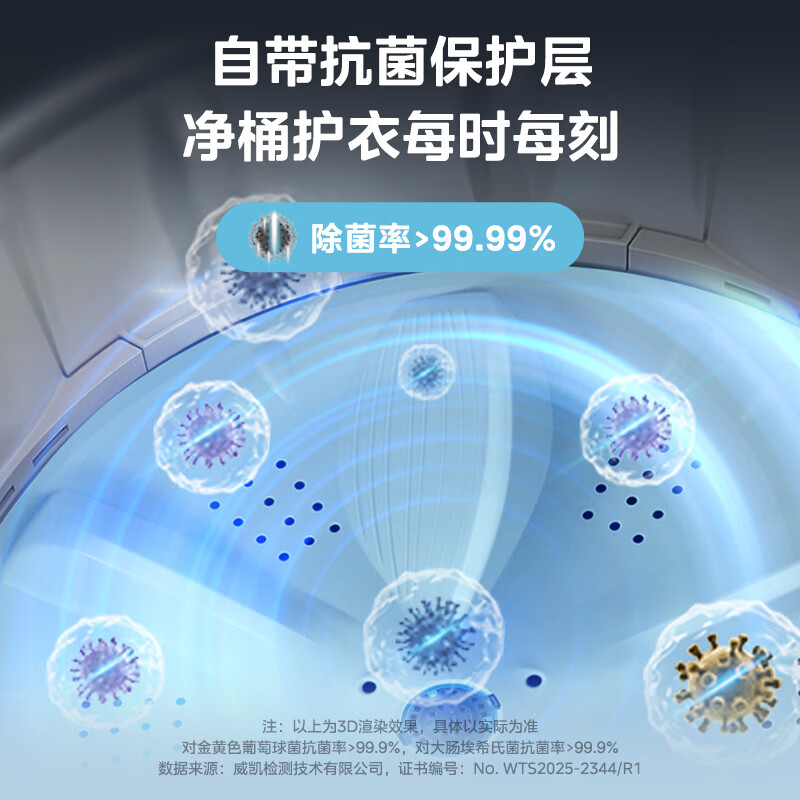 [苏宁自营]美的(Midea)全自动波轮洗衣机家用10公斤大容量租房宿舍健康除螨洗内筒免清洗MB10V56T高清大图