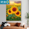 敬平手绘填色向日葵太阳花diy数字油画填充油彩画减压房间装饰丙烯画装饰画
