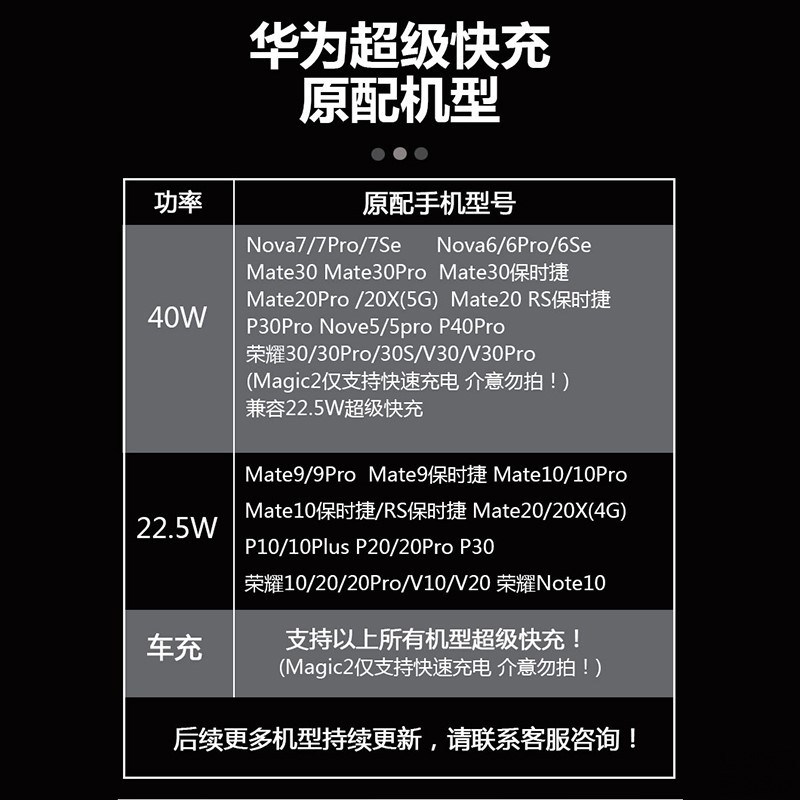 华为mate30 mate20pro充电器头适用40w快充通用p40pro数据线套装 5A超级快充头