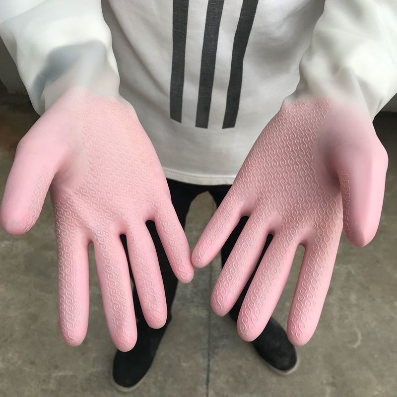 长袖胶皮手套橡胶防水长款防冻防寒洗菜洗碗家务洗衣服专用加绒 l(1双