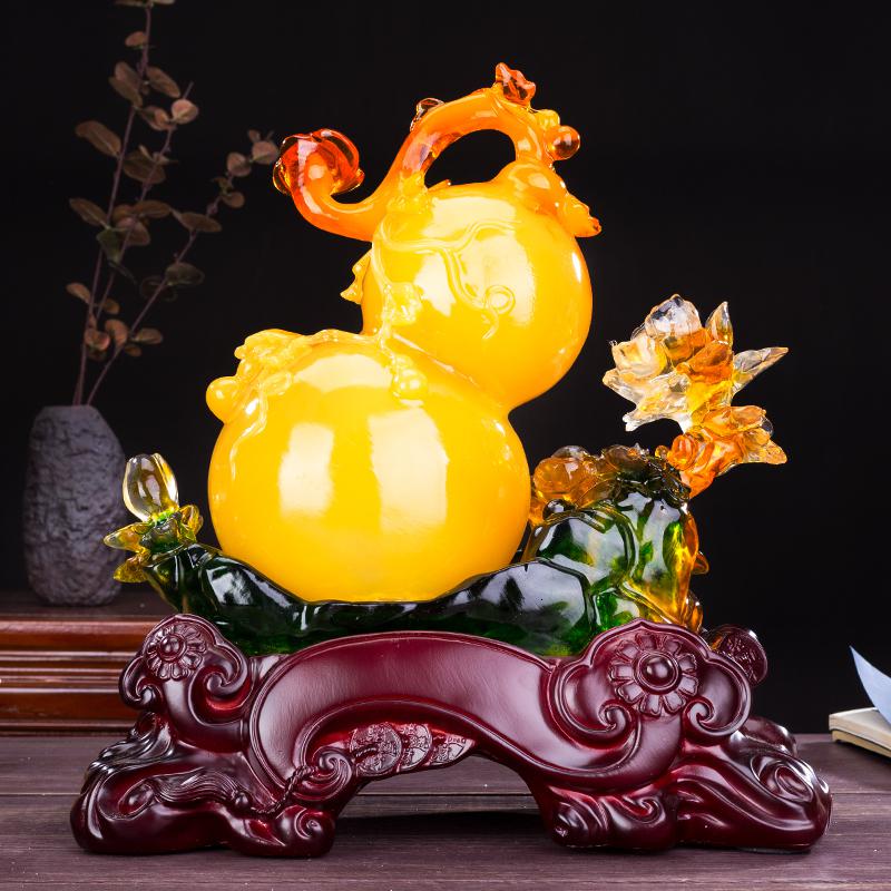 美帮汇葫芦玉如意摆件工艺品家居摆设酒柜创意客厅装饰品开业礼品高清大图