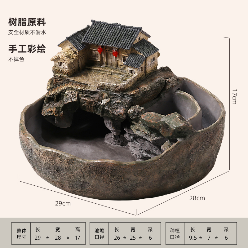 桌面微景观小鱼缸流水摆件循环水客厅办公室装饰开业乔迁新居礼品