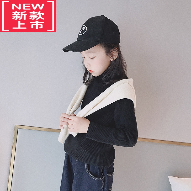 可莉允 女童打底针织衫2022秋冬装中大童洋气中高领修身内搭毛衣
