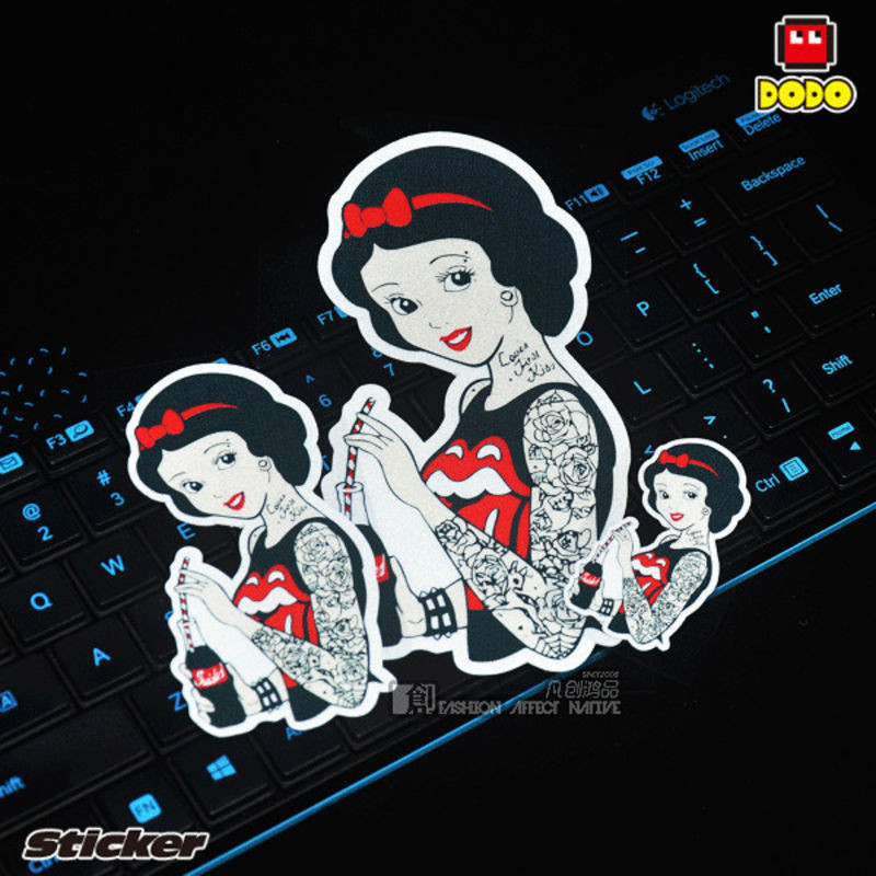 卡通朋克白雪公主车贴汽车外饰装饰划痕遮挡趣味美女反光车贴贴纸