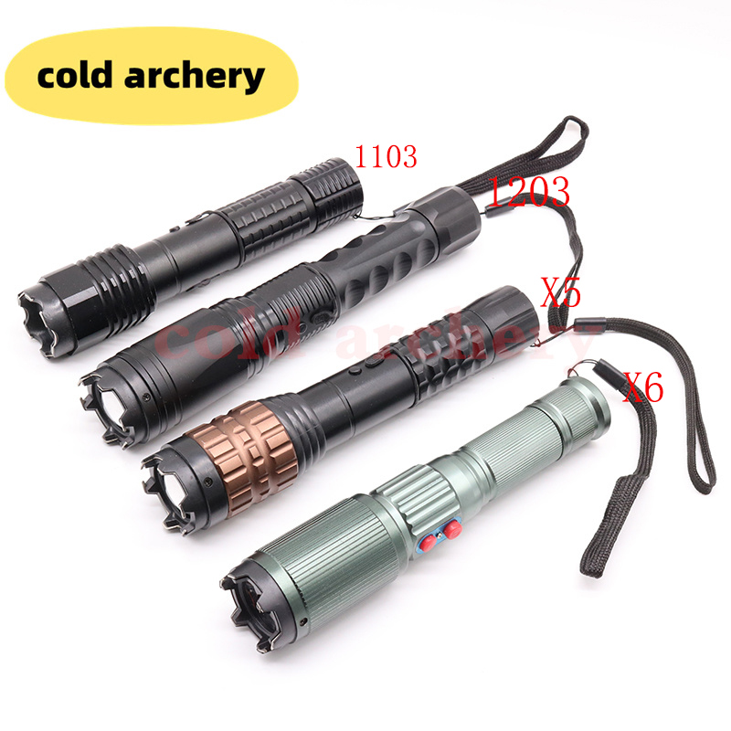 新款车载充电多功能手电筒 电棒 高压电棍 夜行电棍 厂房小区住宅安保安防保安巡逻手电筒器材 防爆强光电 单身女士自卫手电 1203