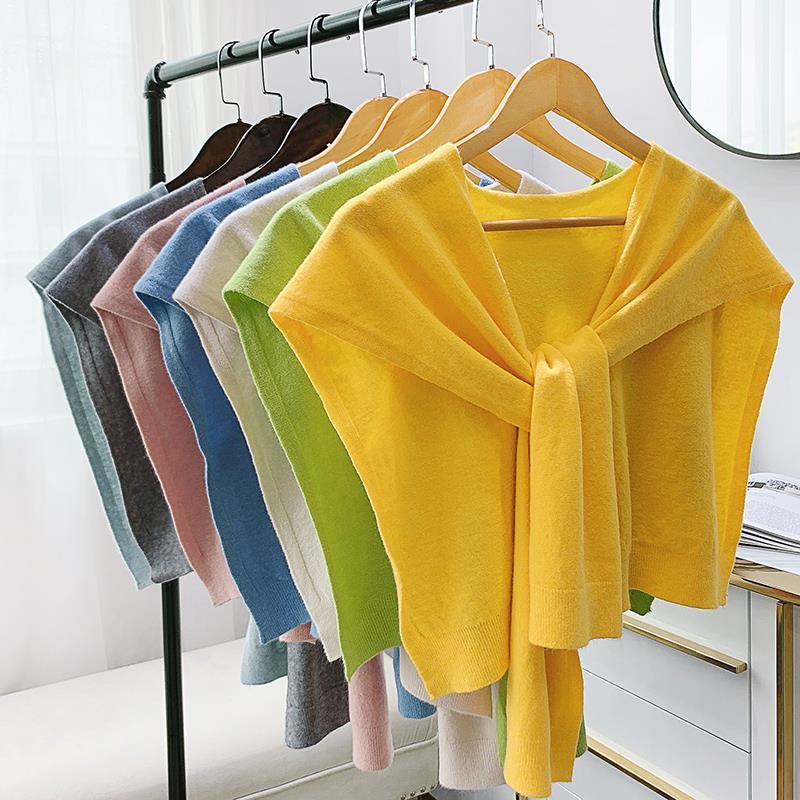 盛世尼曼针织小披肩毛线披肩式上衣女百搭假领子斗篷外搭围巾披风围脖