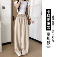 速干透气空调裤女新款高腰气球裤小个子松弛感美式工装阔腿裤_567 腰带【130CM】 卡其-常规款（不含皮带）