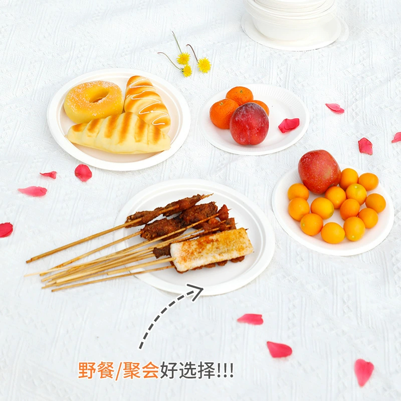 宜洁 一次性纸盘餐盘蛋糕盘手工画画果盘子 500ml(10只/袋)高清大图