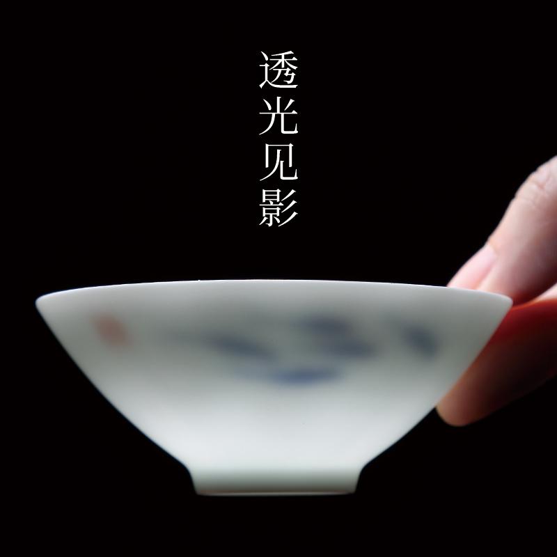 家柏饰(CORATED)陶瓷品茗杯家用手绘斗笠杯简约功夫小茶杯6只礼盒装小号茶盏高清大图