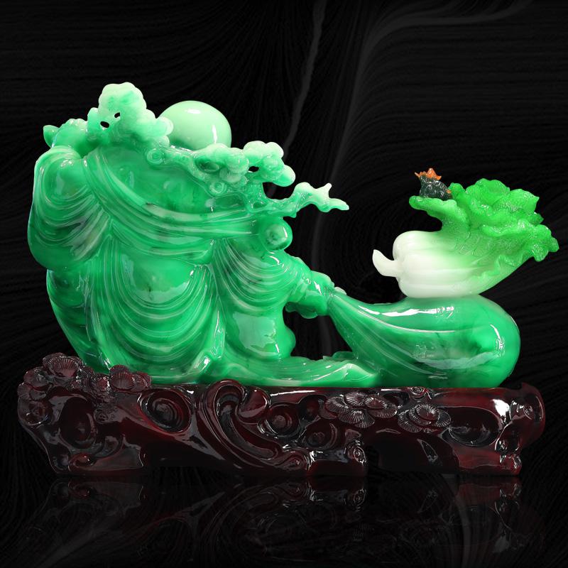 美帮汇玉白菜弥勒佛摆件财到福到树脂大肚笑佛像摆设工艺装饰品客厅高清大图