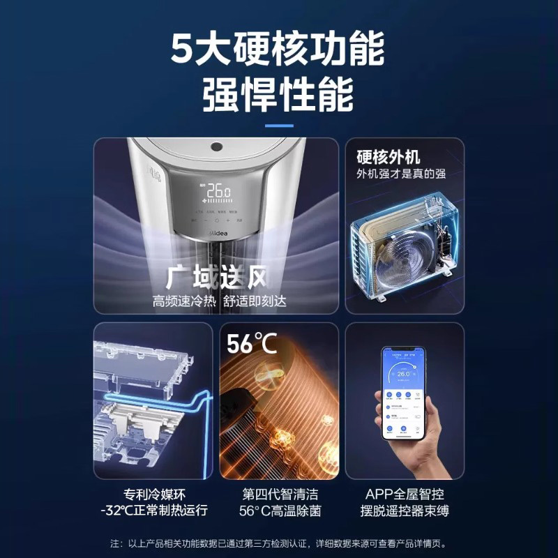 美的(Midea)空调风锦3匹p智能新一级全直流变频冷暖圆柱落地立式柜机客厅家用节能省电KFR-72LW/N8ZHB1Ⅱ