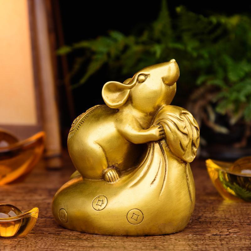 老鼠摆件 纯铜金袋鼠生肖鼠生日装饰工艺品_899_77