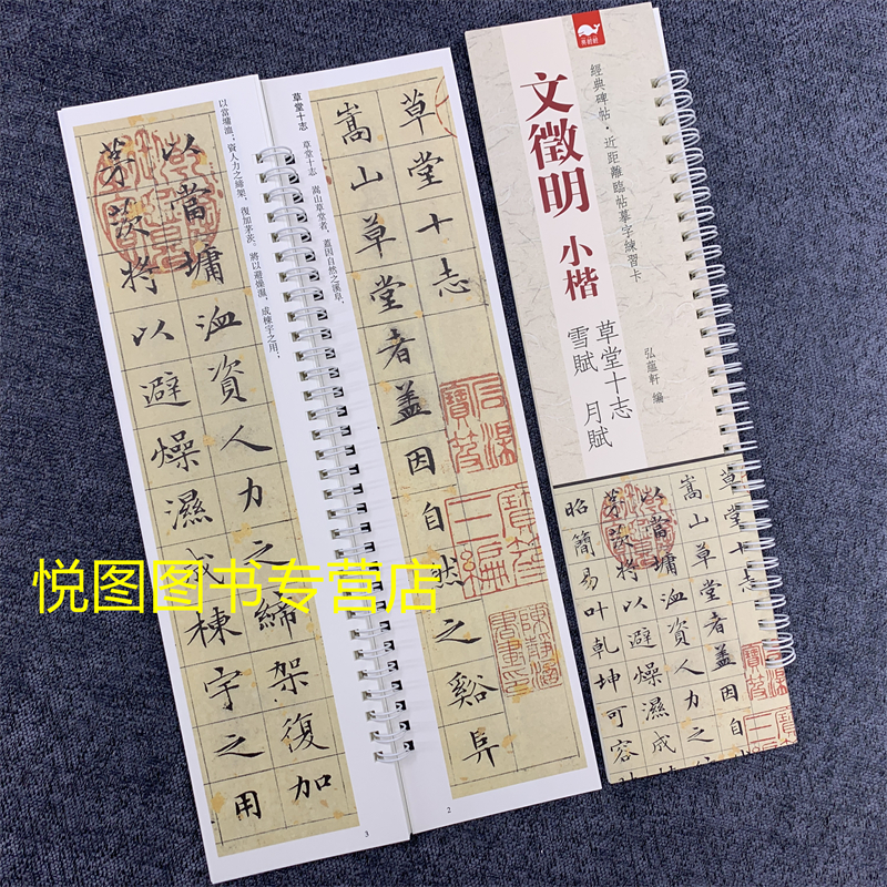 [正版]全10册文徵明字卡文征明琴赋草堂十志滕王阁序莲社图记雪赋月赋清静经千字文赤壁赋杂书册经典碑帖近距离临摹字卡毛笔字高清大图