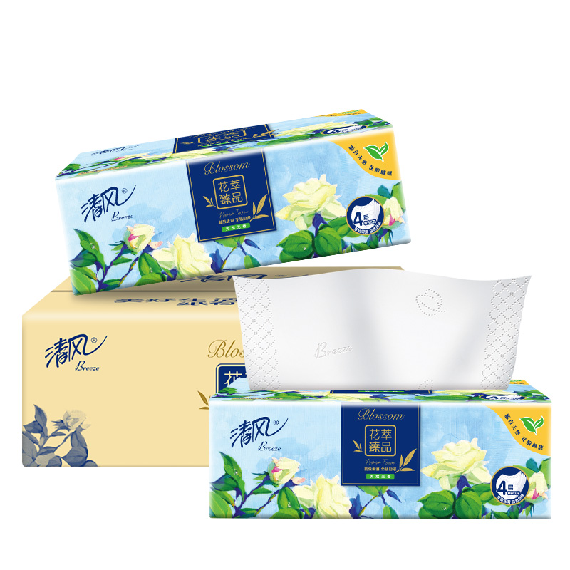清风抽纸 花萃4层90抽*16包M码 面巾纸 卫生纸巾 餐巾纸高清大图