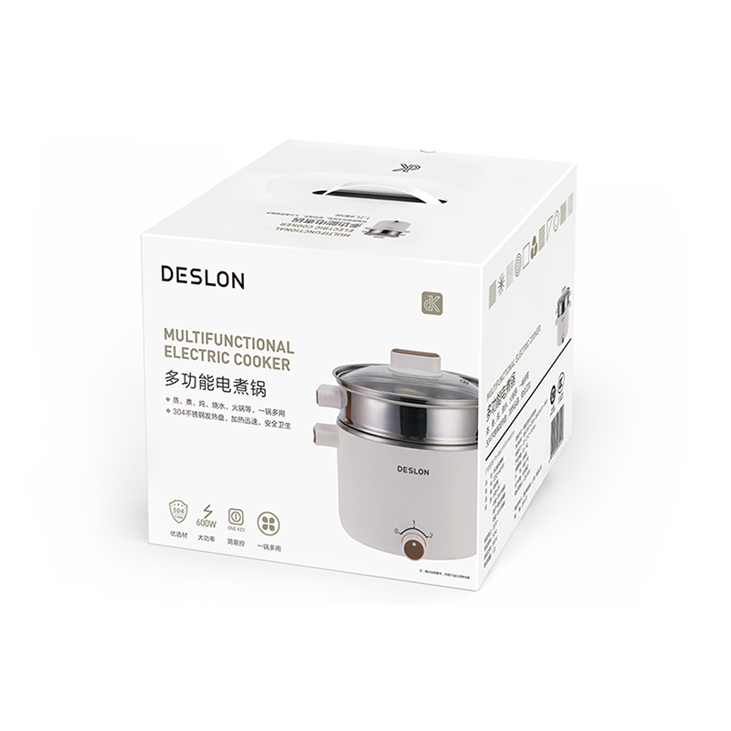 德世朗 DDQ-HG109 多功能锅 多功能电煮锅 304不锈钢 白色 1.2L高清大图