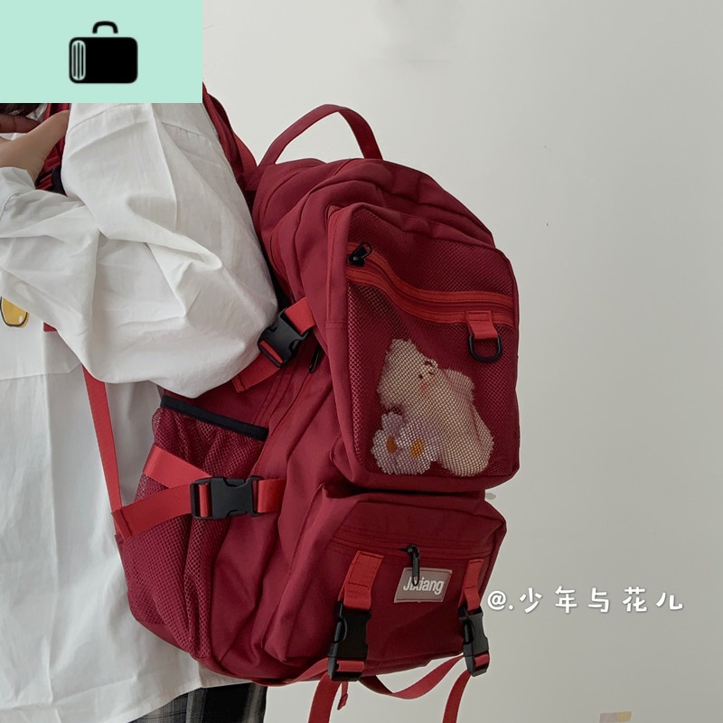 日系简约原宿工装双肩包男旅行电脑背包学生书包女高中ins大容量NEWLAKE高清大图