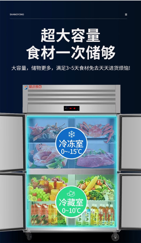 商用立式加厚冷风柜 六门冷柜高清大图