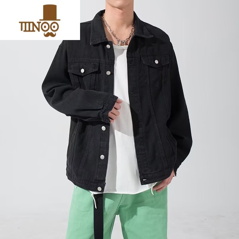 YANXU宽松大码牛仔外套男潮牌港风学生休闲工装夹克百搭男生上衣高清大图