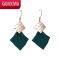 KAMIXIWA韩国气质绿色复古耳坠2021年新款潮不规则几何菱形耳环耳饰女