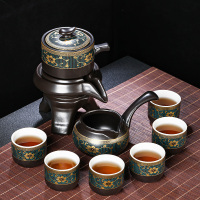 懒人茶具套装家用喝茶防烫泡茶壶陶瓷功夫茶杯石磨半自动冲茶神器 幽香自动茶具+茶叶罐+茶道+烟灰缸+茶洗+黑正方密胺盘