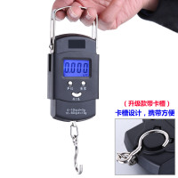 手提秤电子称便携式高精度家用小秤小型买菜称重器称鱼勾挂钩 蓝色背光中文(升级款带卡槽)