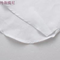 【商场同款】男装亚麻短袖衬衫纯色假两件半袖修身立领棉麻衬衣白色