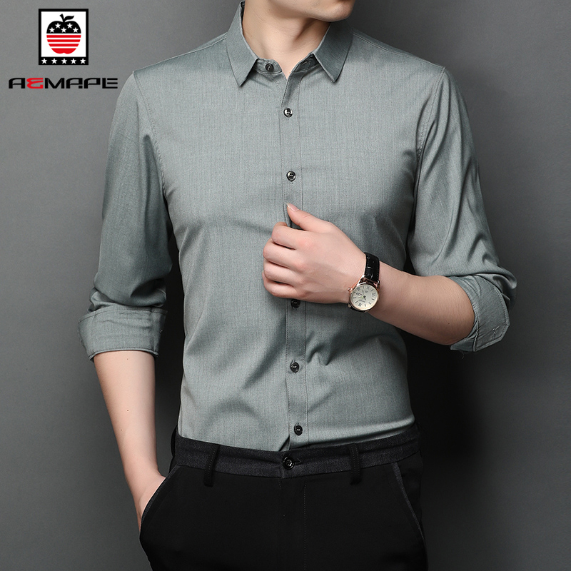 aemape美国苹果长袖衬衫男加绒加厚秋冬衬衣男士商务休闲日常打底寸衫