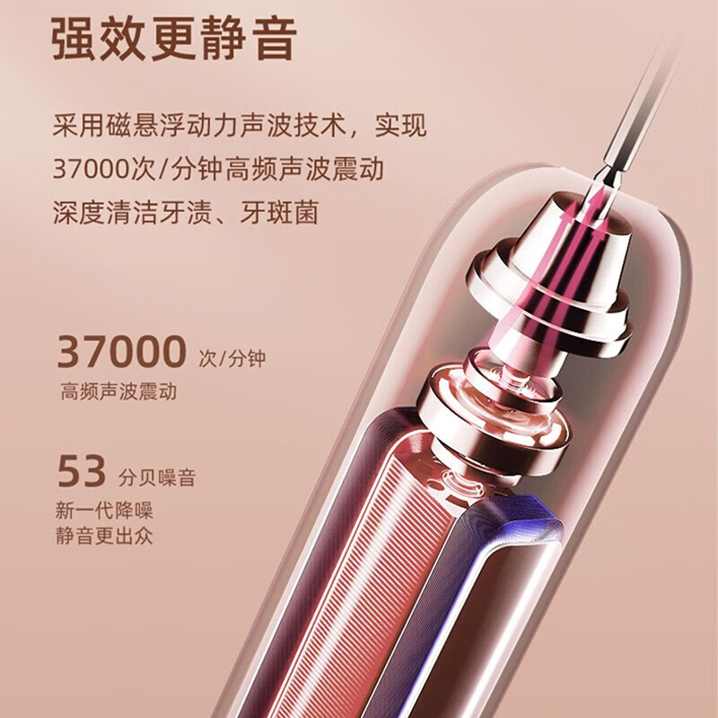 KOOKZZ德国 酷客者YS19电动牙刷6种模式18档 USB充电超长续航 成人声波震动 原装4枚刷头 YS19电动牙刷高清大图
