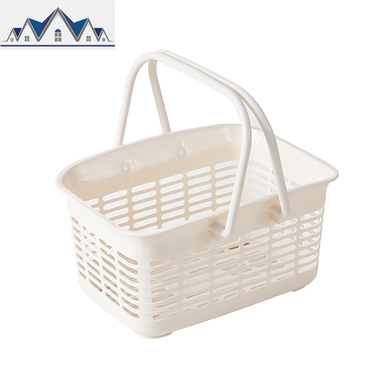 韩式浴室洗澡篮手提沐浴篮收纳筐塑料浴框大容量游泳洗浴篮子 三维工匠 1009全白大号