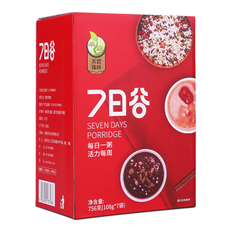 禾煜 7日谷 五谷杂粮粥料756g（ 黑米 红豆 薏米仁 小黄米 红枣 百合干 花生仁 八宝粥料）