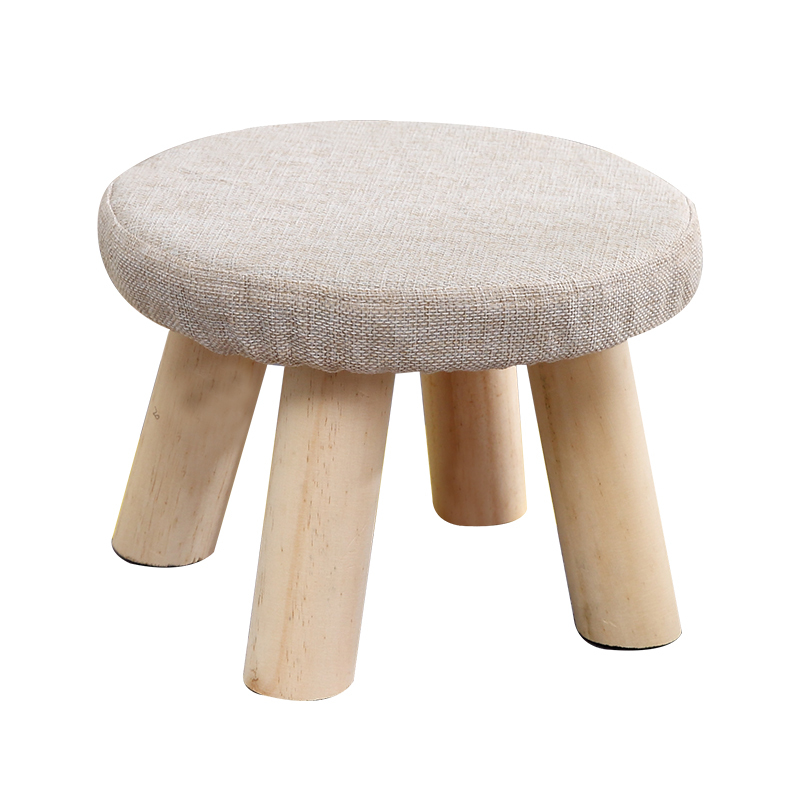 家用布艺小凳子简约便携小板凳矮凳创意木客厅沙发凳家用时尚成人圆凳