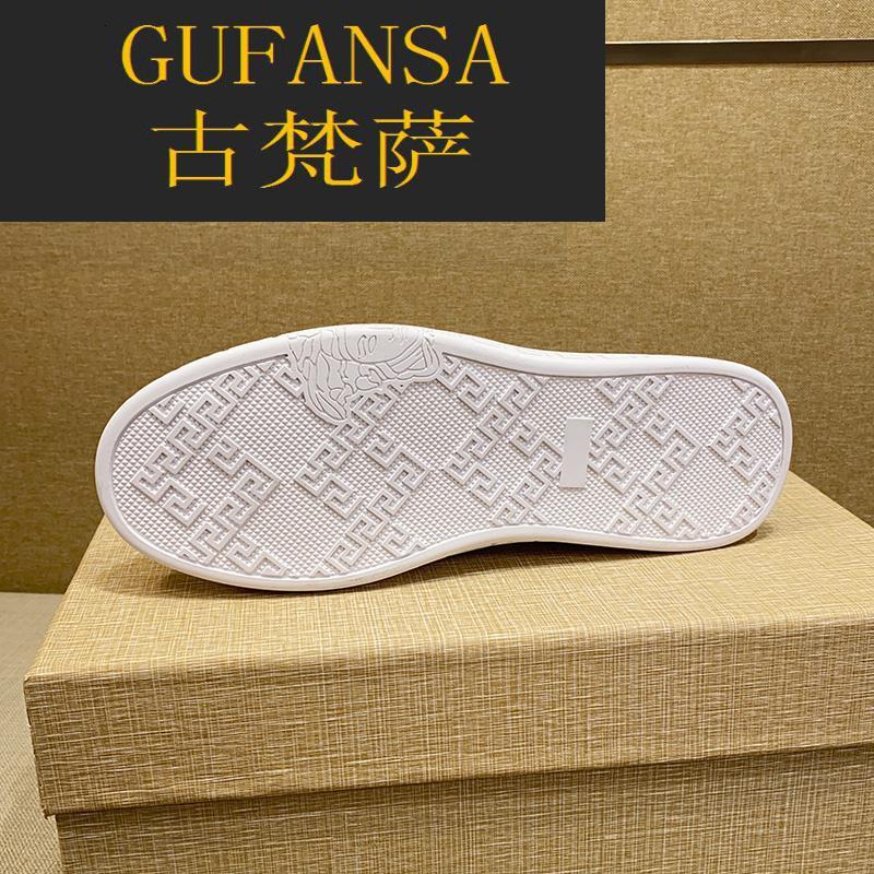 GUFANSA法国奢侈品牌 欧洲上流名士高端品牌瓦萨琪一脚蹬男鞋欧洲站新款潮鞋美人头小白鞋子男头层牛皮乐福鞋