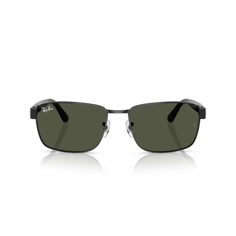RayBan男士方形金属框太阳镜时尚深灰镜片休闲与正式场合皆宜