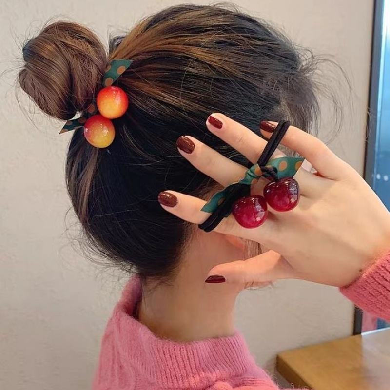 韩版樱桃头绳网红发圈橡皮筋扎头发绳皮套头饰女成人学生简约时尚|小仙女套装[8条装]仙女粉系