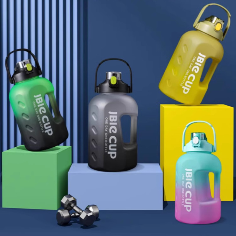 3000ml吨吨桶男生水杯运动健身大容量太空杯耐保温壶男生水瓶7163 白色 灰渐变水杯