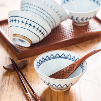 亿嘉IJARL 家用日式和风家用陶瓷餐具日式和风饭碗五只装
