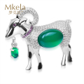 梦克拉Mkela S925银镶玉髓吊坠 灵动 羊 生肖吊坠