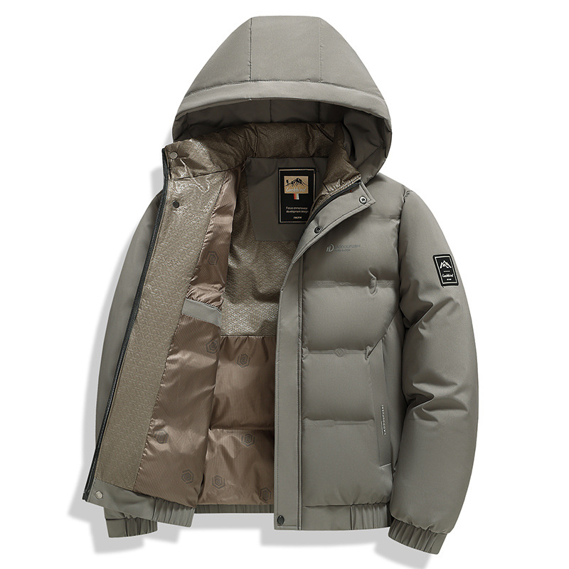 啄木鸟中青年加厚棉衣男士防寒外套冬季可拆卸帽立领商务休闲外套高清大图
