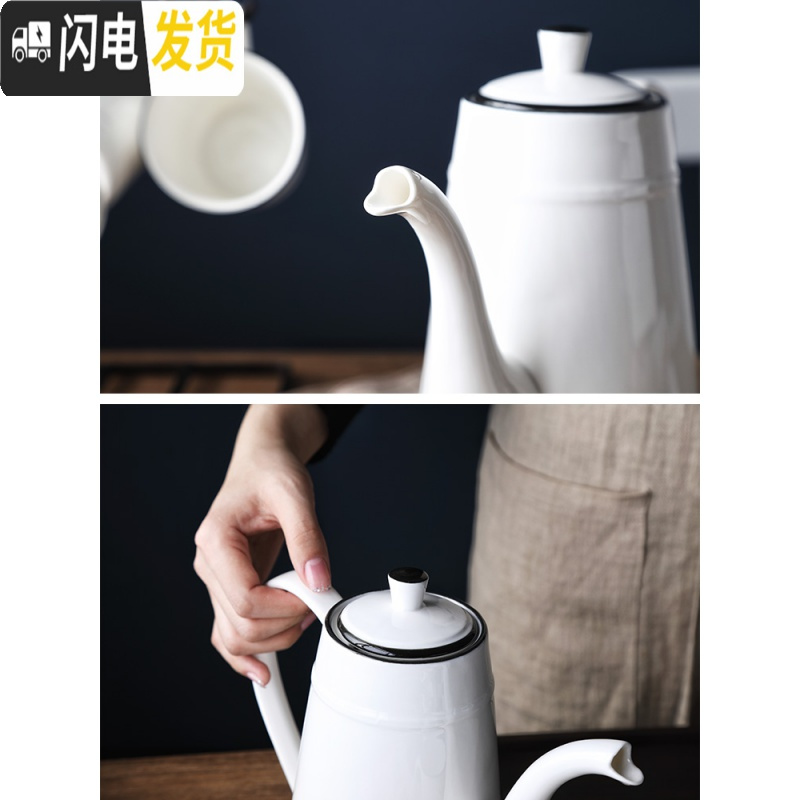 三维工匠北欧客厅家用水杯杯具 凉水壶茶杯茶具 茶壶水壶冷水壶水具套装 黑白调一壶[6]杯+[胡桃木]八角形托盘